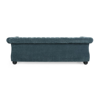 83.3'' Fabric Tufted Sofa with Wood Legs and Removable Cushions