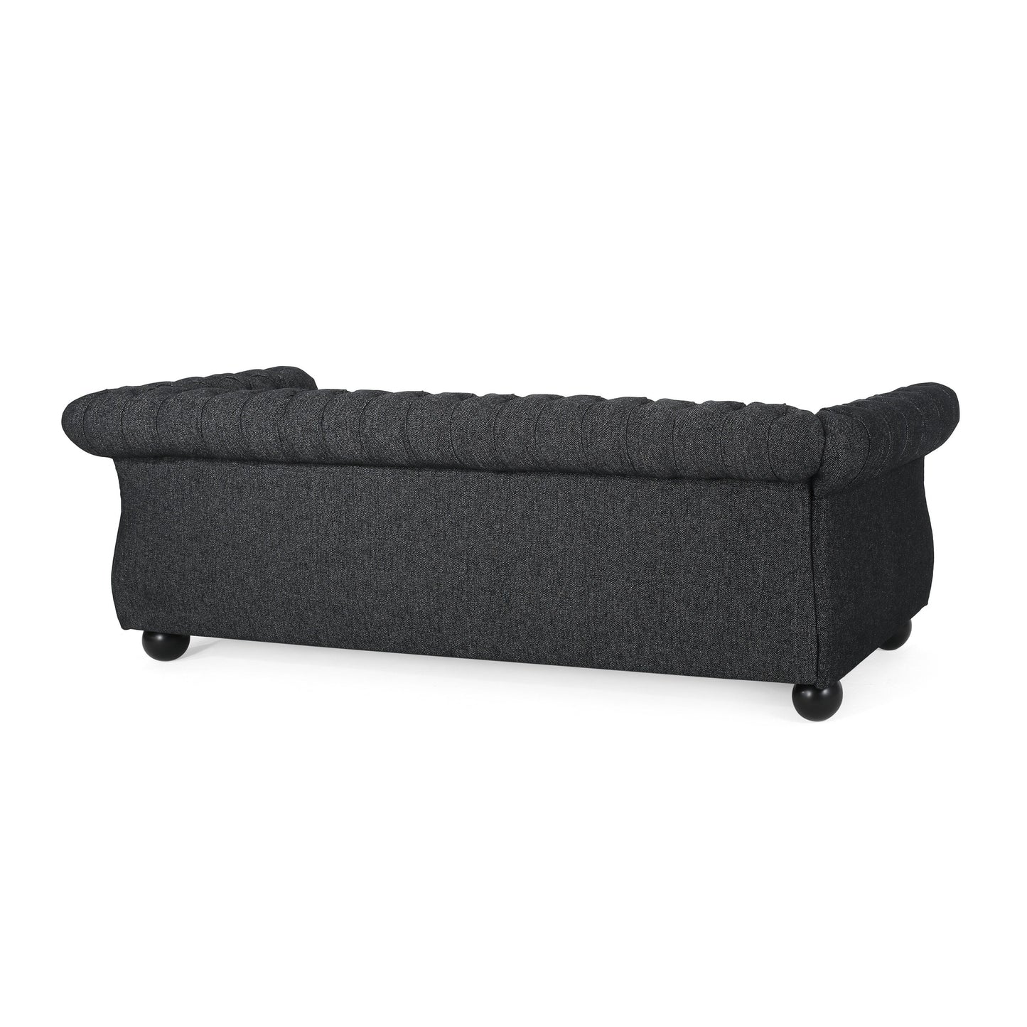 83.3'' Fabric Tufted Sofa with Wood Legs and Removable Cushions