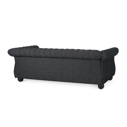 83.3'' Fabric Tufted Sofa with Wood Legs and Removable Cushions