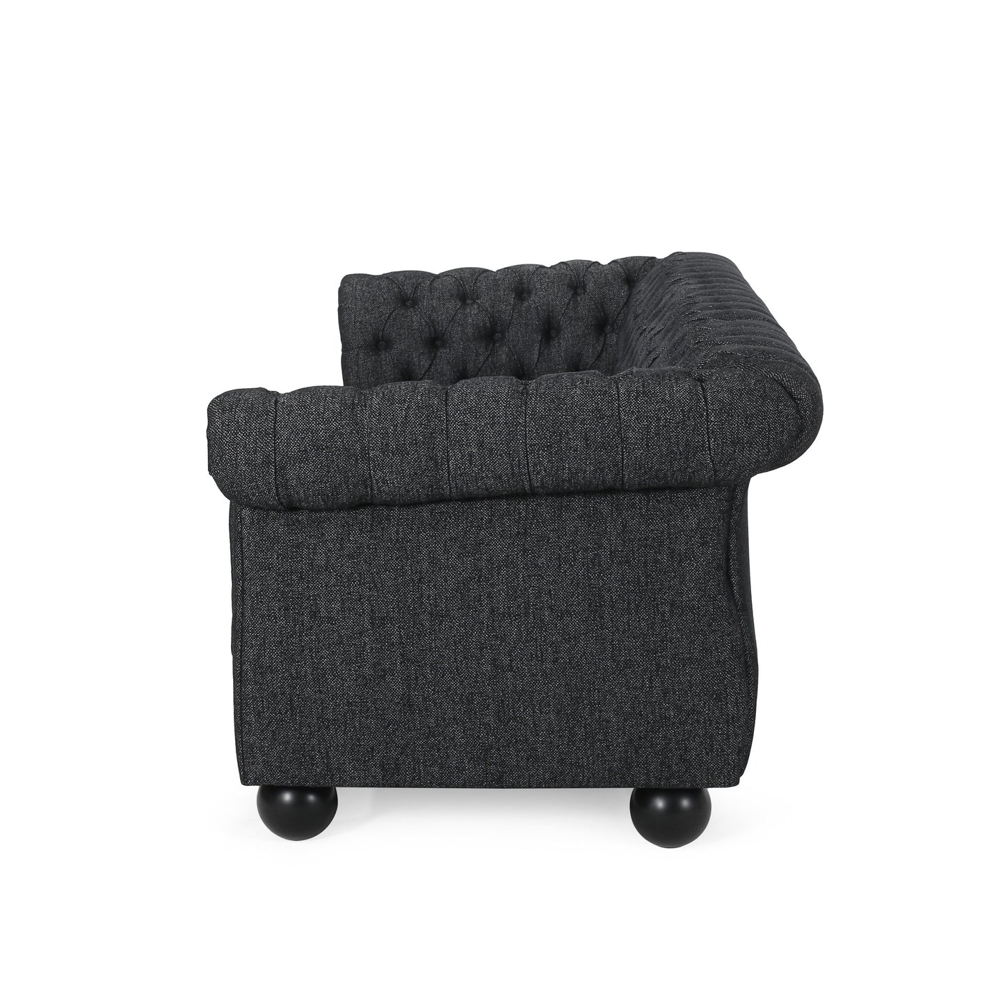 83.3'' Fabric Tufted Sofa with Wood Legs and Removable Cushions