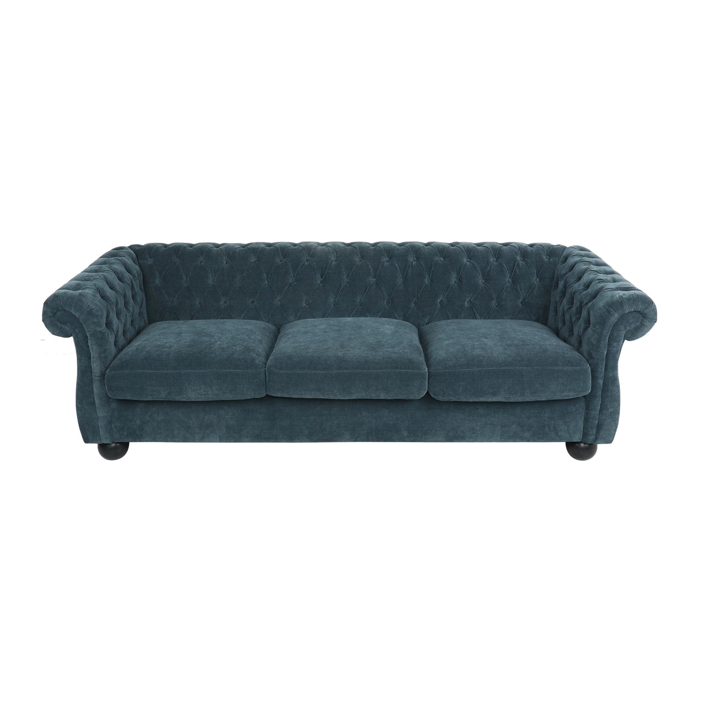 83.3'' Fabric Tufted Sofa with Wood Legs and Removable Cushions