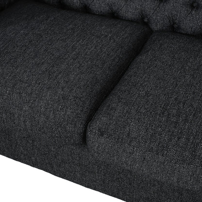 83.3'' Fabric Tufted Sofa with Wood Legs and Removable Cushions