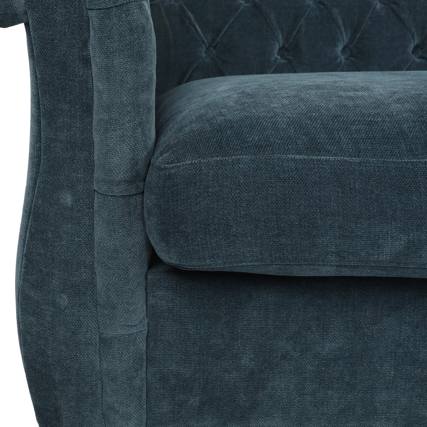 83.3'' Fabric Tufted Sofa with Wood Legs and Removable Cushions