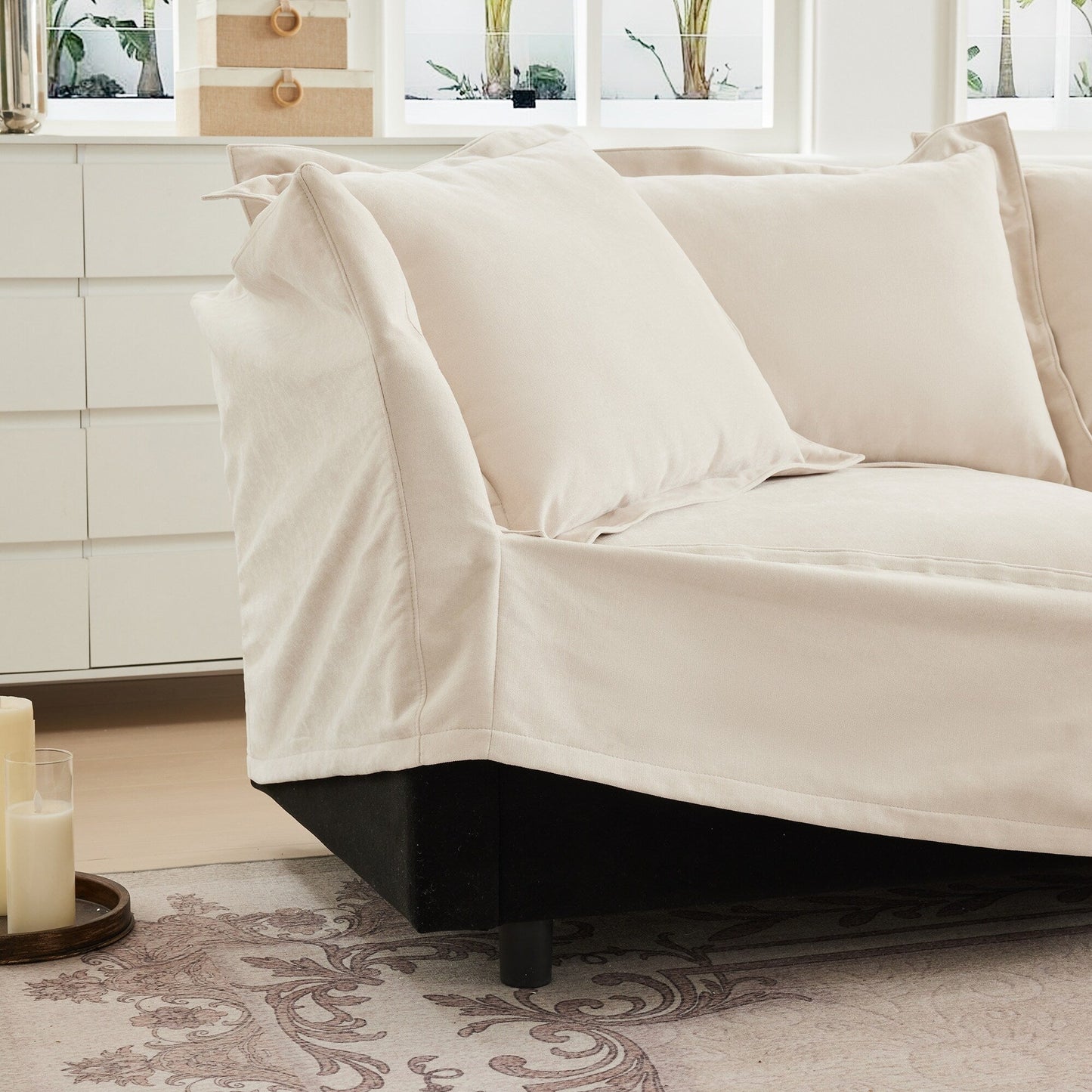 83.4 Chenille Modular 3-Seat Sofa with Removable Washable Covers, 300lb Capacity