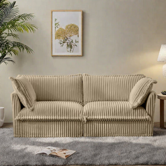 83.4 Corduroy 2-Seater Soft Multiple Sofa with Big Pillows for Living Room