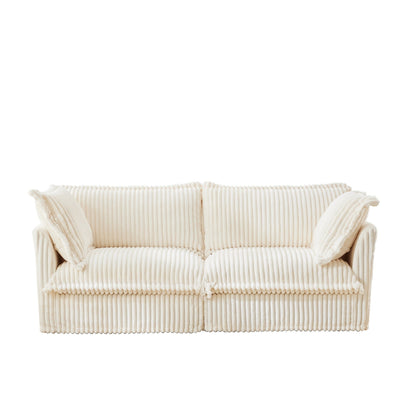 83.4 Corduroy 2-Seater Soft Multiple Sofa with Big Pillows for Living Room