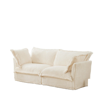 83.4 Corduroy 2-Seater Soft Multiple Sofa with Big Pillows for Living Room