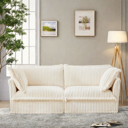 83.4 Corduroy 2-Seater Soft Multiple Sofa with Big Pillows for Living Room