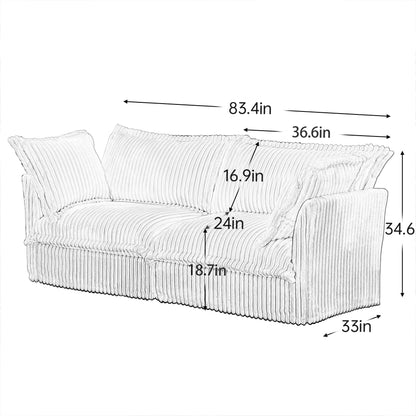 83.4 Corduroy 2-Seater Soft Multiple Sofa with Big Pillows for Living Room