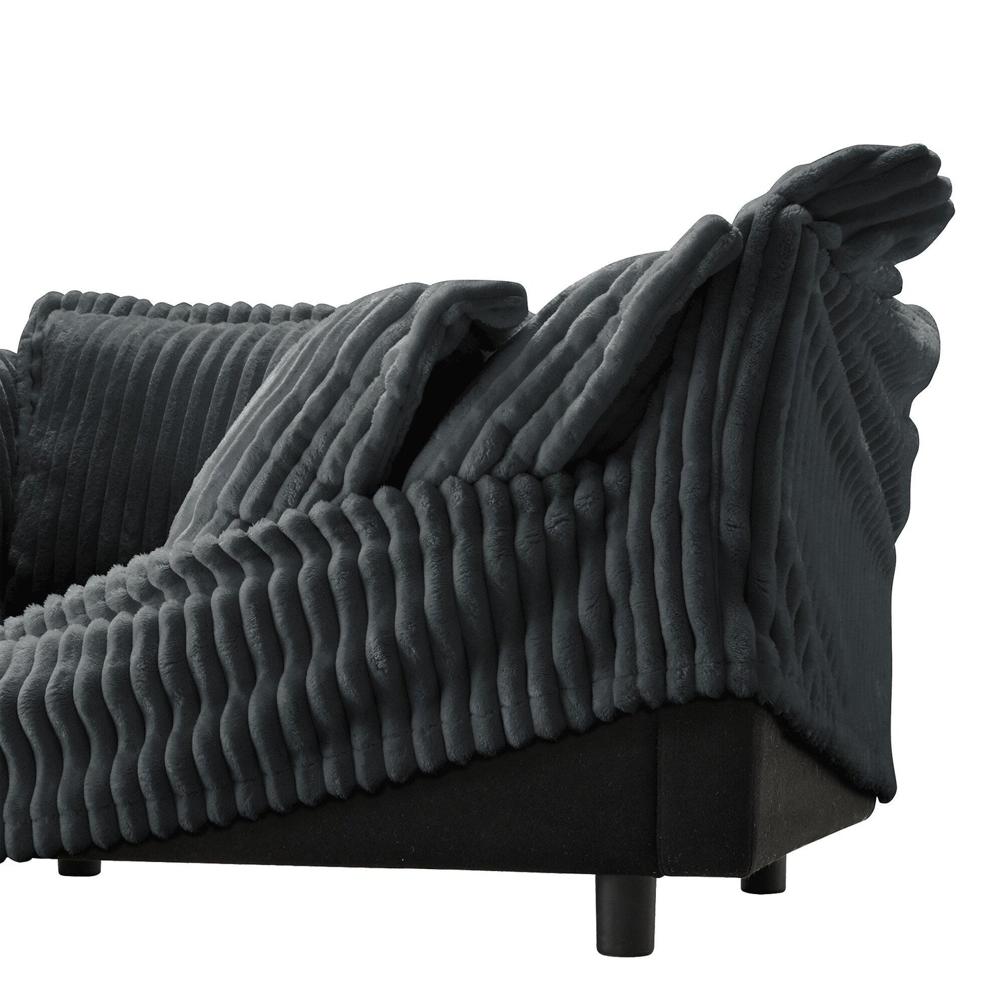 83.4 Corduroy 3-Seater Sofa with Pillows for living room and bedroom