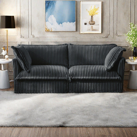 83.4 Corduroy 3-Seater Sofa with Pillows for living room and bedroom