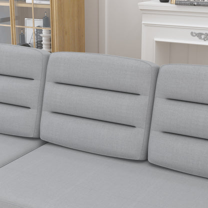 83.5'' Polyester Convertible 3 Seater Sleeper Sofa Couch with Pull-Out Bed, Storage Recliner, Cup Holder, and Side Pockets