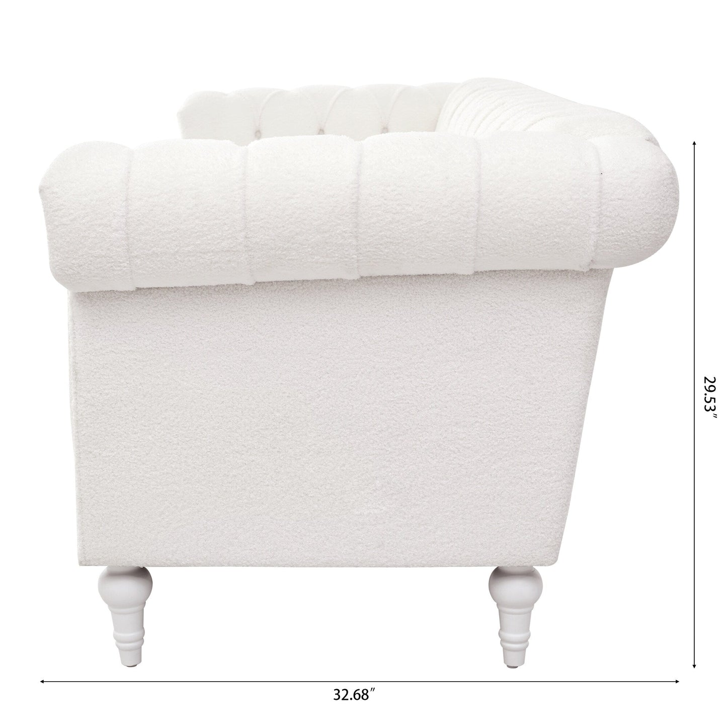 83.66 PU Leather Square Arm 3-Seater Sofa with Removable Cushions, Pocket Spring Support, and Studded Trim