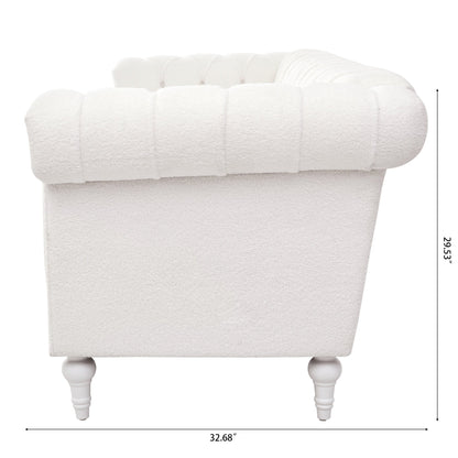 83.66 PU Leather Square Arm 3-Seater Sofa with Removable Cushions, Pocket Spring Support, and Studded Trim