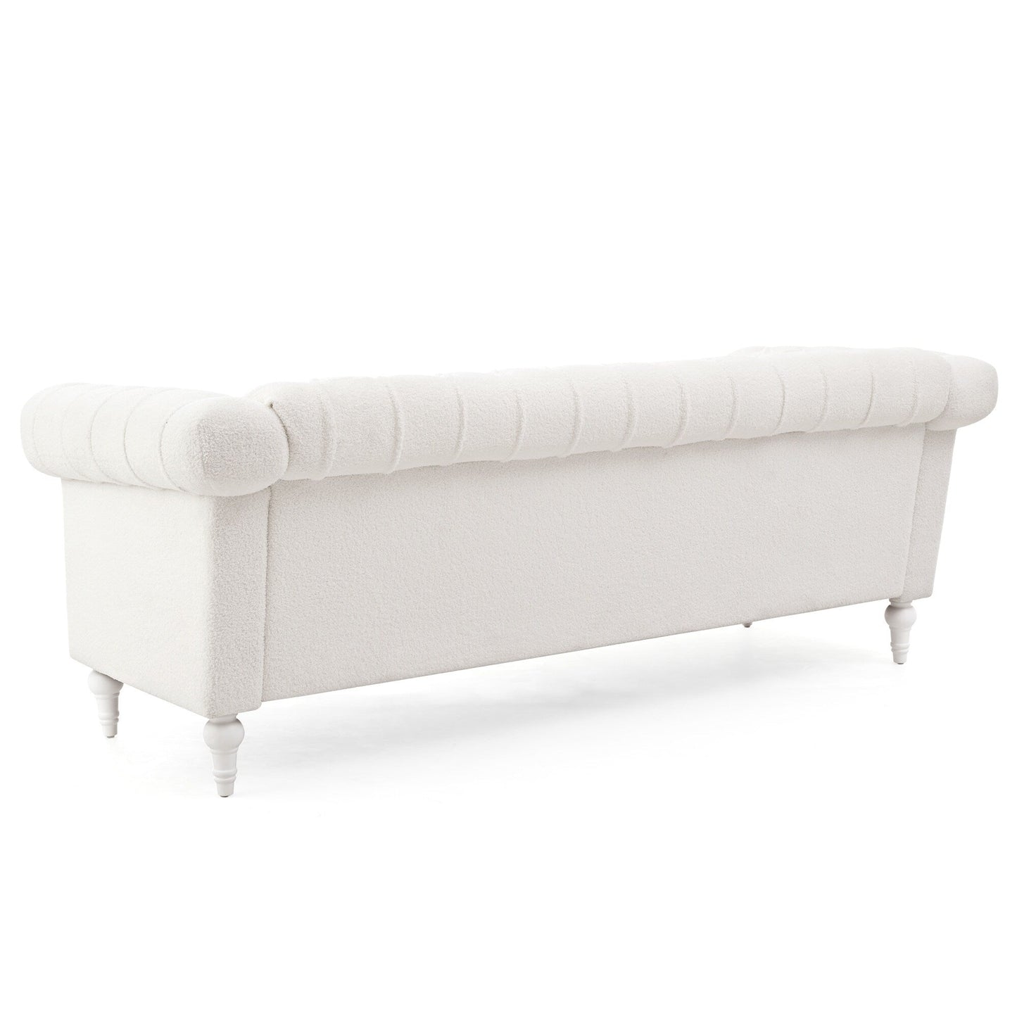 83.66 PU Leather Square Arm 3-Seater Sofa with Removable Cushions, Pocket Spring Support, and Studded Trim
