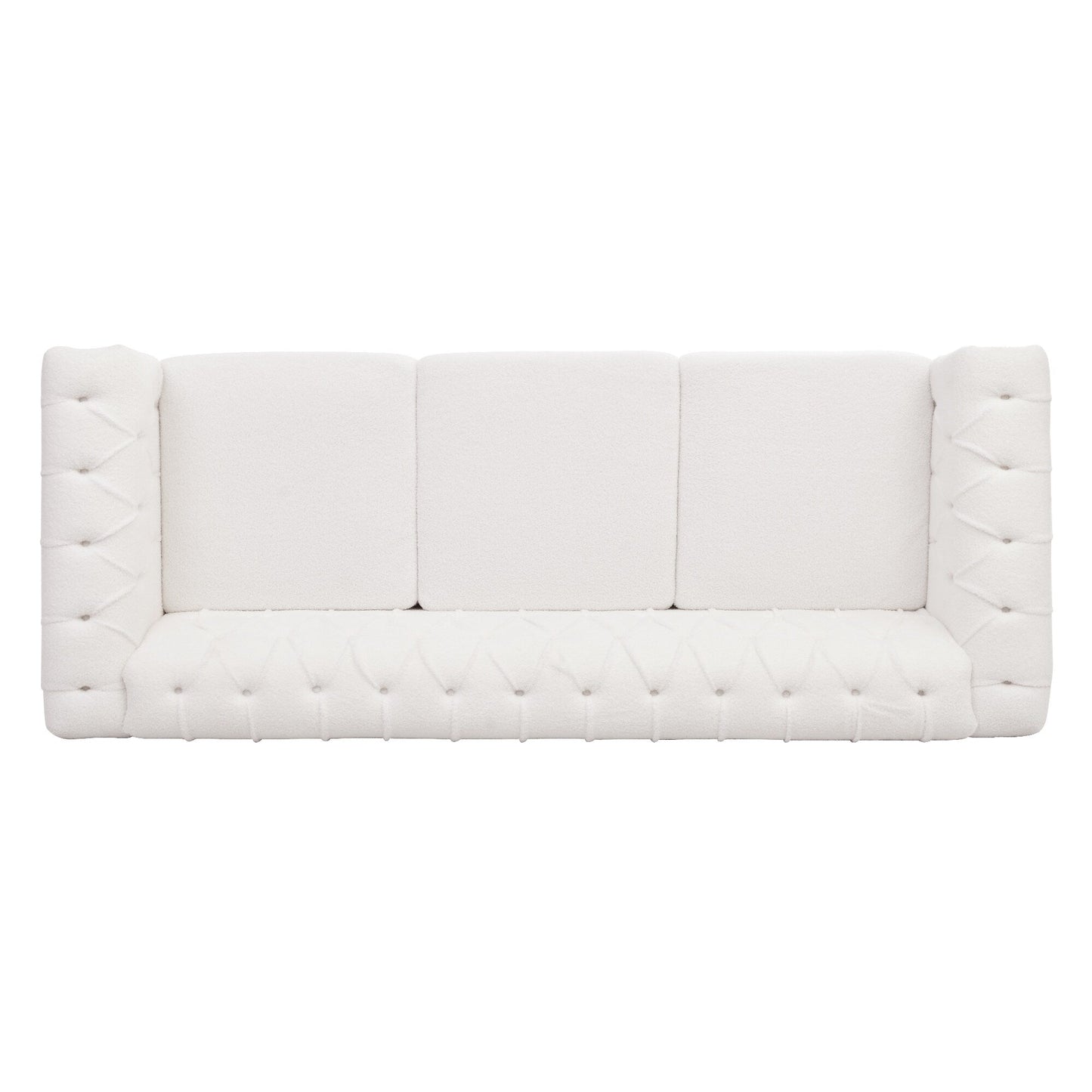 83.66 PU Leather Square Arm 3-Seater Sofa with Removable Cushions, Pocket Spring Support, and Studded Trim