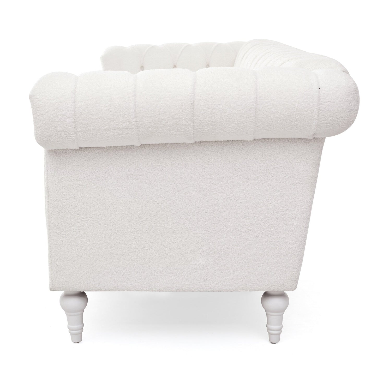 83.66 PU Leather Square Arm 3-Seater Sofa with Removable Cushions, Pocket Spring Support, and Studded Trim