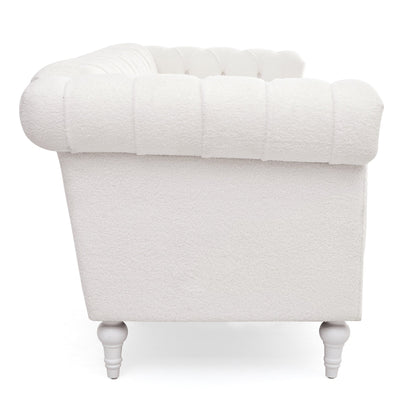 83.66 PU Leather Square Arm 3-Seater Sofa with Removable Cushions, Pocket Spring Support, and Studded Trim