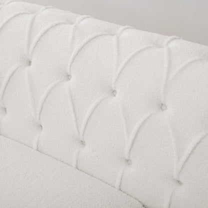 83.66 PU Leather Square Arm 3-Seater Sofa with Removable Cushions, Pocket Spring Support, and Studded Trim