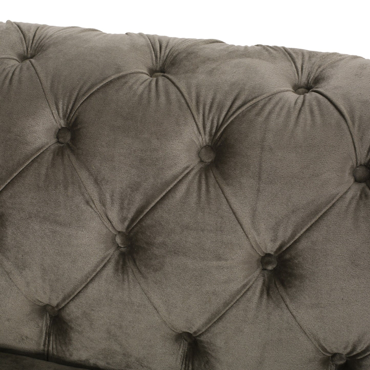 83.75 Velvet 3-Seater Sofa with Tufted Diamond Stitching, Gold Accents, and Iron Legs
