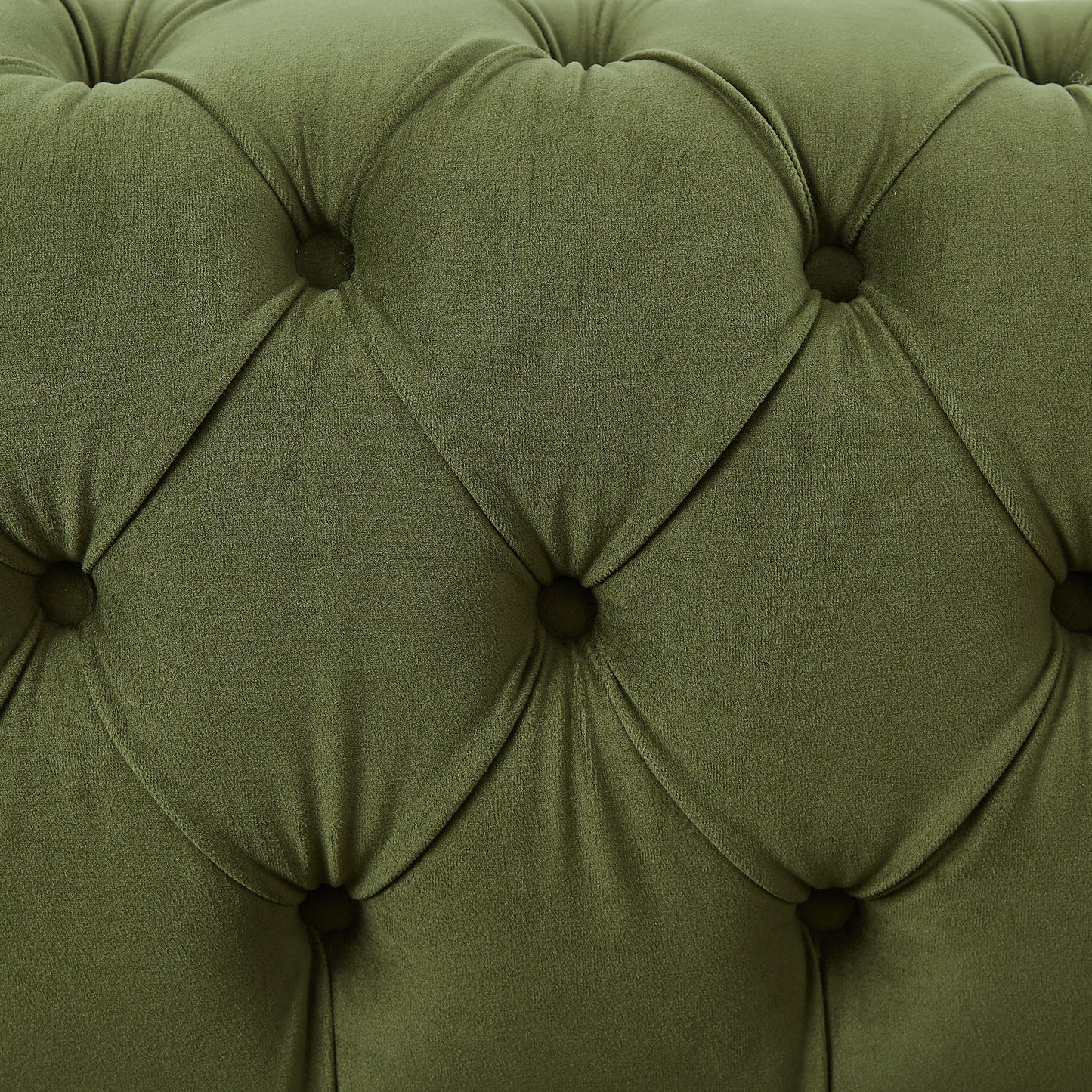83.75 Velvet 3-Seater Sofa with Tufted Diamond Stitching, Gold Accents, and Iron Legs
