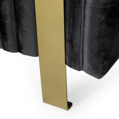 83.75 Velvet 3-Seater Sofa with Tufted Diamond Stitching, Gold Accents, and Iron Legs