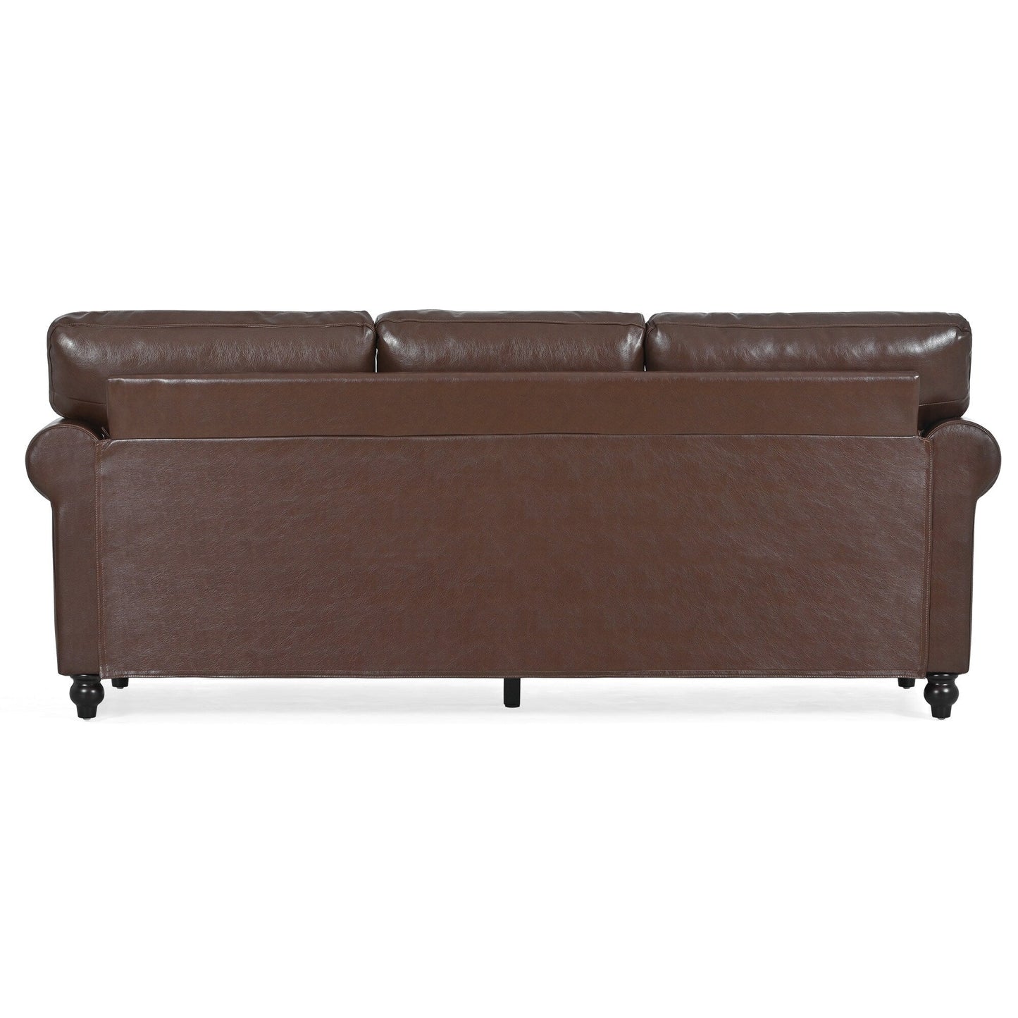 83.86 Fabric Roll-Arm 3-Seater Sofa with Pocket Spring Seat, PP Foam Backrest, and Solid Wood Frame