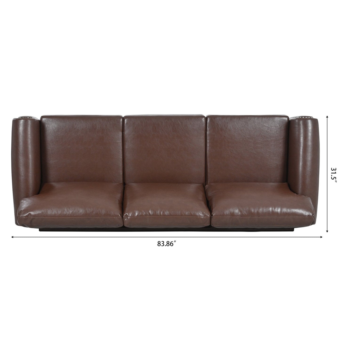 83.86 Fabric Roll-Arm 3-Seater Sofa with Pocket Spring Seat, PP Foam Backrest, and Solid Wood Frame