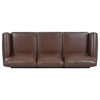83.86 Fabric Roll-Arm 3-Seater Sofa with Pocket Spring Seat, PP Foam Backrest, and Solid Wood Frame