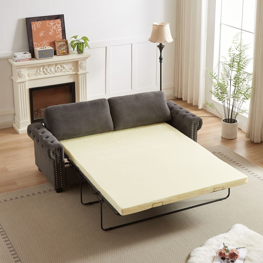 83.8 Convertible 2-in-1 Pullout Polyester Sleeper Sofa Bed
