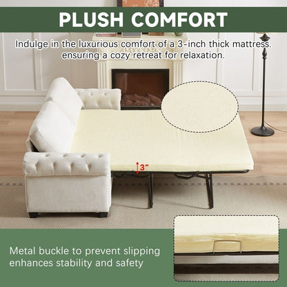 83.8 Convertible 2-in-1 Pullout Polyester Sleeper Sofa Bed