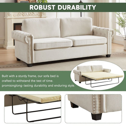 83.8 Convertible 2-in-1 Pullout Polyester Sleeper Sofa Bed