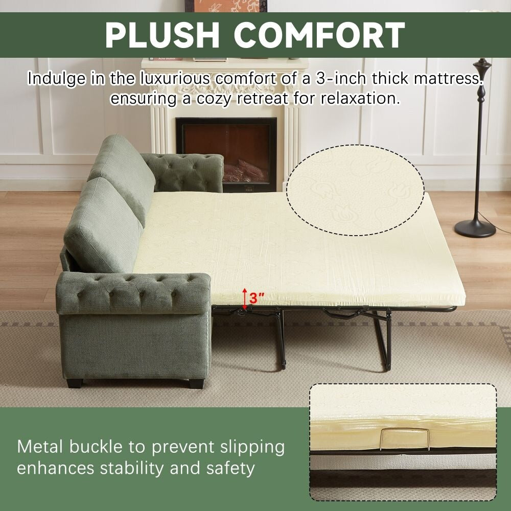 83.8 Convertible 2-in-1 Pullout Polyester Sleeper Sofa Bed