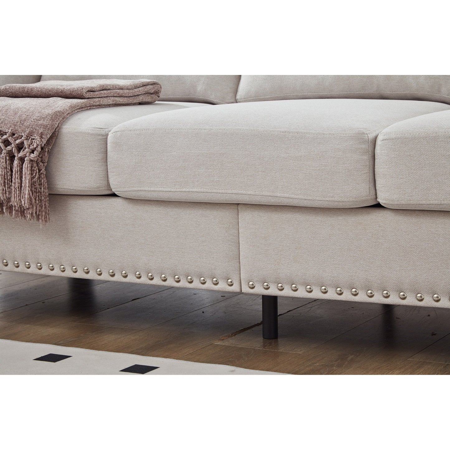 83 Classic Tufted Sofa - 3-Seater Fabric Couch with Nailhead Trim, Polyester Upholstery & Solid Wood Frame for Living Room