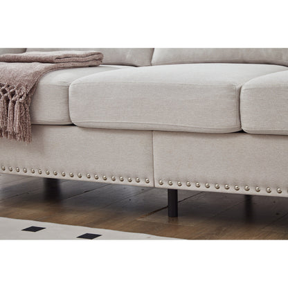 83 Classic Tufted Sofa - 3-Seater Fabric Couch with Nailhead Trim, Polyester Upholstery & Solid Wood Frame for Living Room