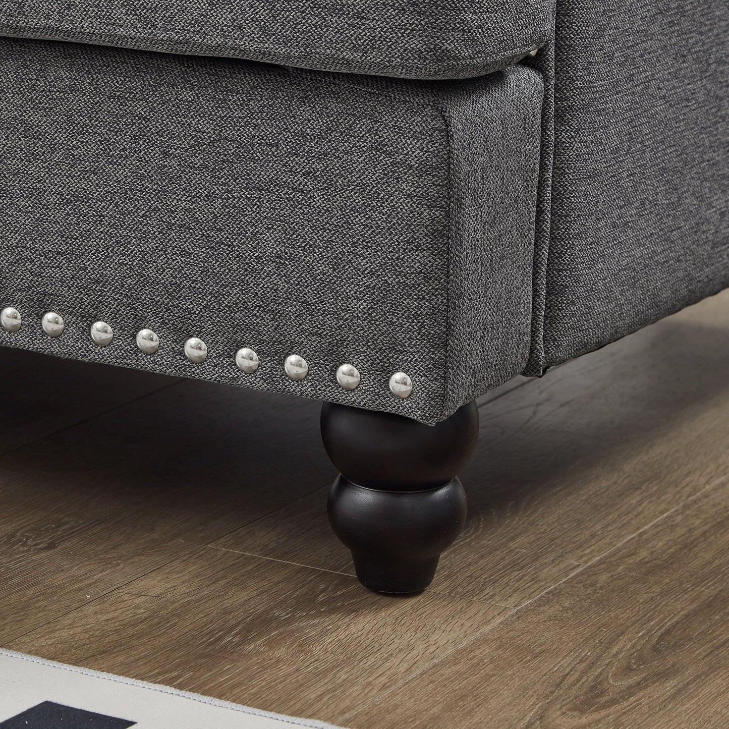 83 Classic Tufted Sofa - 3-Seater Fabric Couch with Nailhead Trim, Polyester Upholstery & Solid Wood Frame for Living Room