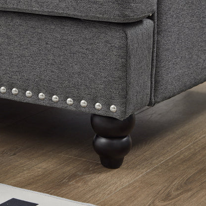 83 Classic Tufted Sofa - 3-Seater Fabric Couch with Nailhead Trim, Polyester Upholstery & Solid Wood Frame for Living Room