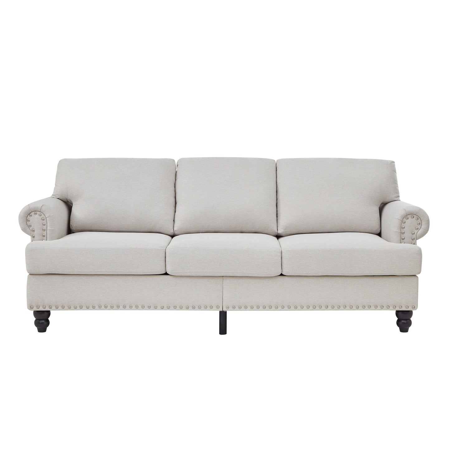 83 Classic Tufted Sofa - 3-Seater Fabric Couch with Nailhead Trim, Polyester Upholstery & Solid Wood Frame for Living Room