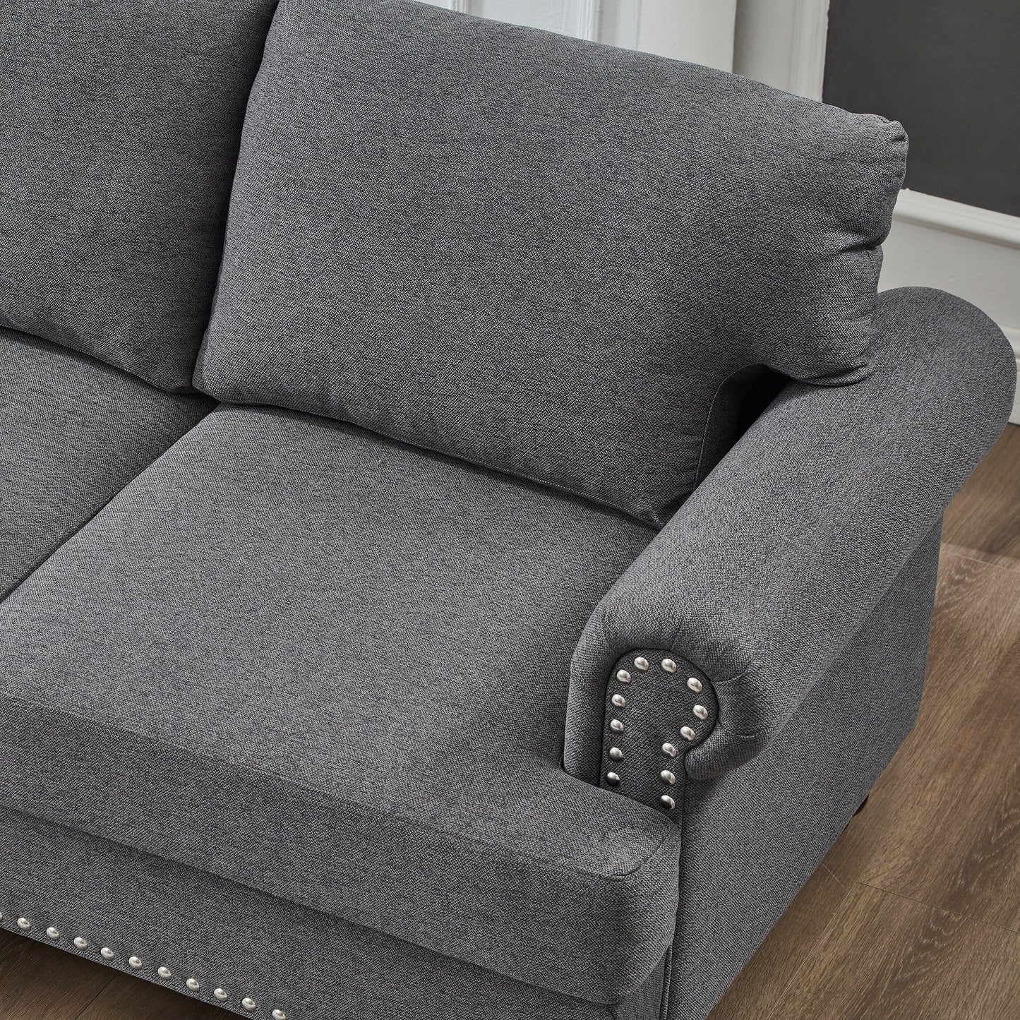 83 Classic Tufted Sofa - 3-Seater Fabric Couch with Nailhead Trim, Polyester Upholstery & Solid Wood Frame for Living Room