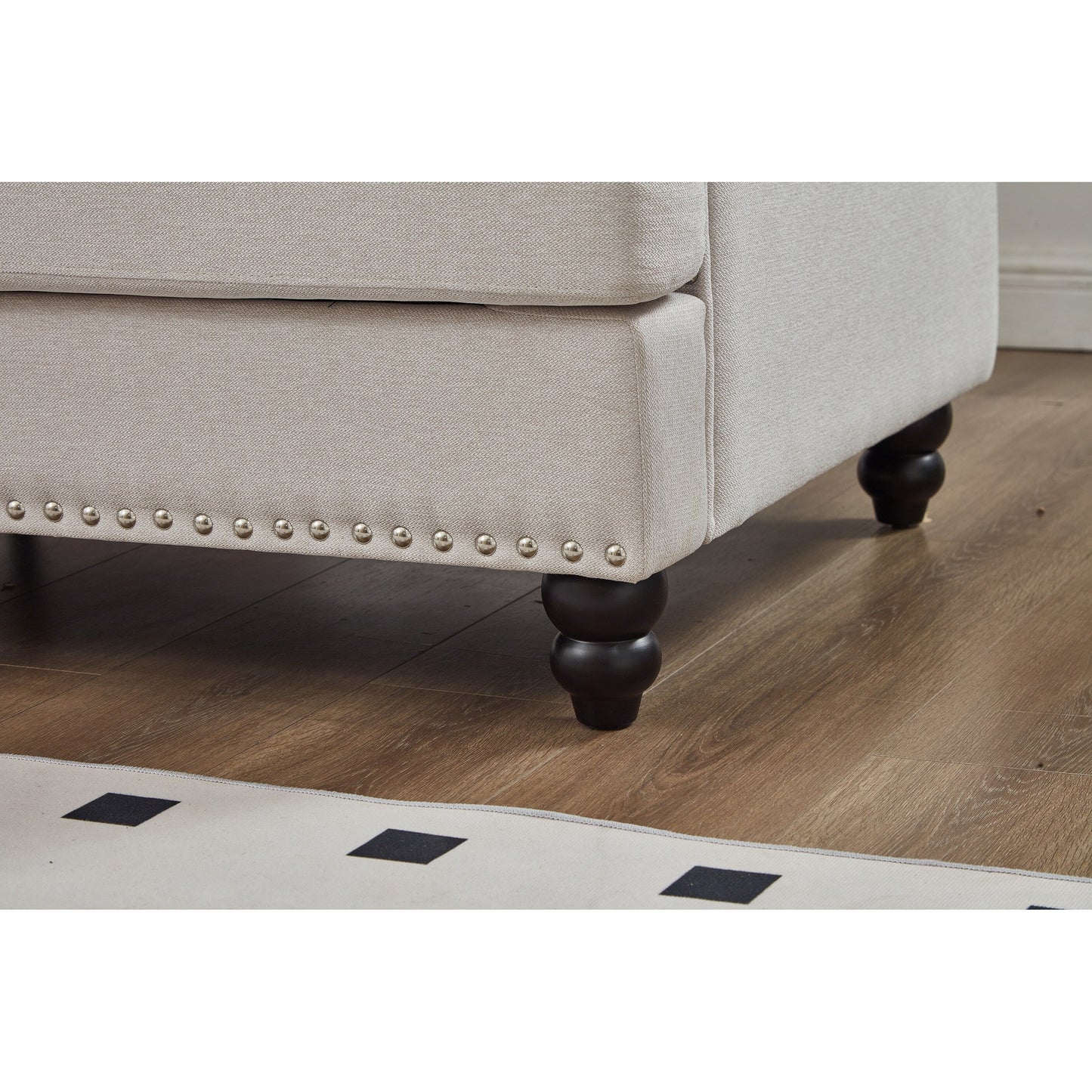83 Classic Tufted Sofa - 3-Seater Fabric Couch with Nailhead Trim, Polyester Upholstery & Solid Wood Frame for Living Room