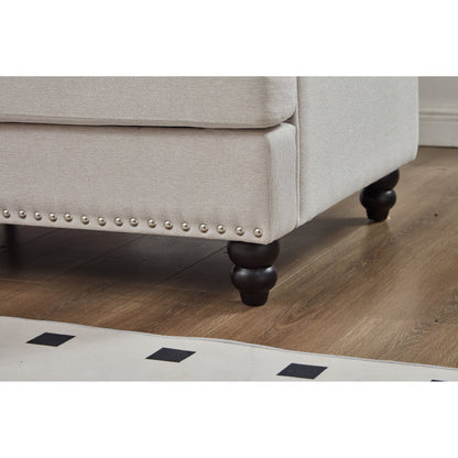 83 Classic Tufted Sofa - 3-Seater Fabric Couch with Nailhead Trim, Polyester Upholstery & Solid Wood Frame for Living Room