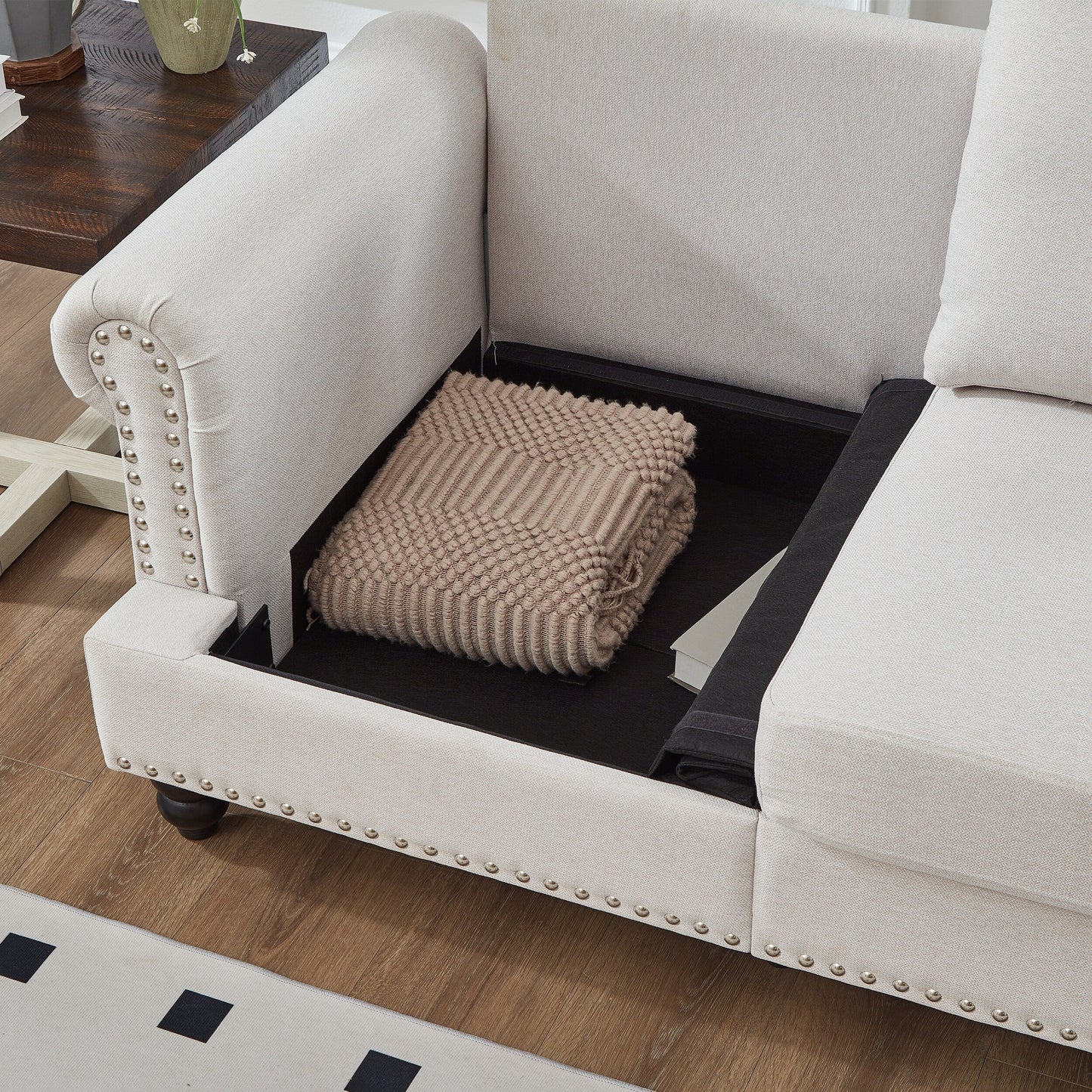 83 Classic Tufted Sofa - 3-Seater Fabric Couch with Nailhead Trim, Polyester Upholstery & Solid Wood Frame for Living Room