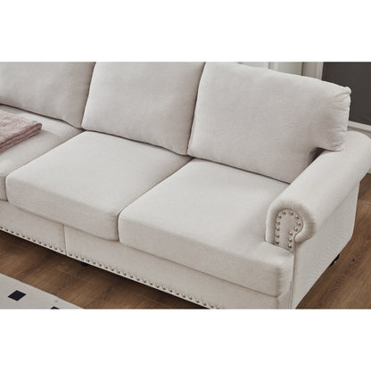 83 Classic Tufted Sofa - 3-Seater Fabric Couch with Nailhead Trim, Polyester Upholstery & Solid Wood Frame for Living Room