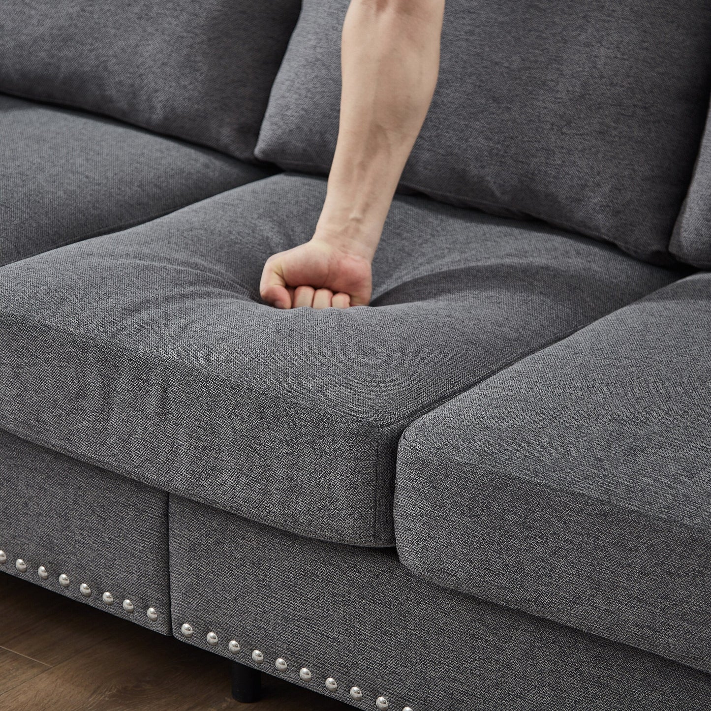 83 Classic Tufted Sofa - 3-Seater Fabric Couch with Nailhead Trim, Polyester Upholstery & Solid Wood Frame for Living Room