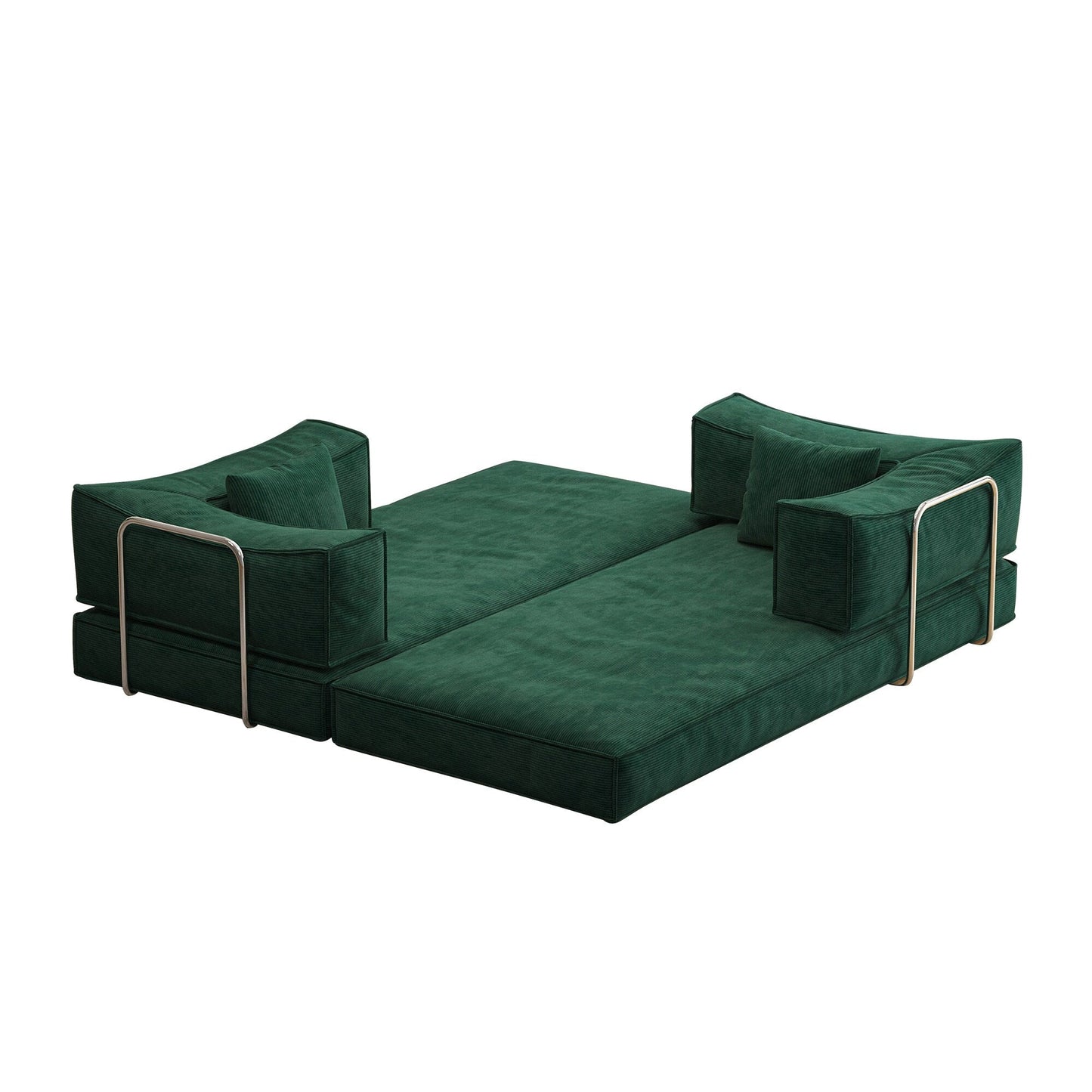 83 Upholstered Convertible Sofa Bed Corduroy Couch Foldable Futon With 2 Pillows