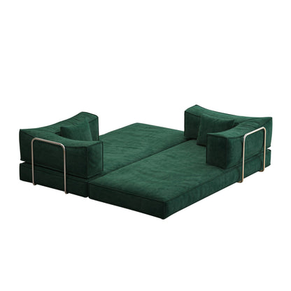 83 Upholstered Convertible Sofa Bed Corduroy Couch Foldable Futon With 2 Pillows