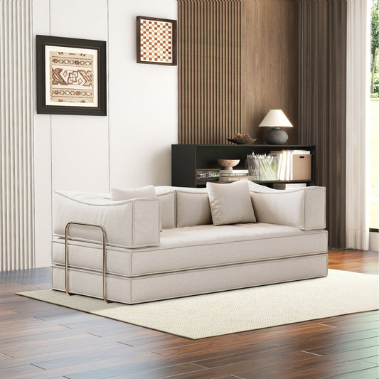83 Upholstered Convertible Sofa Bed Corduroy Couch Foldable Futon With 2 Pillows