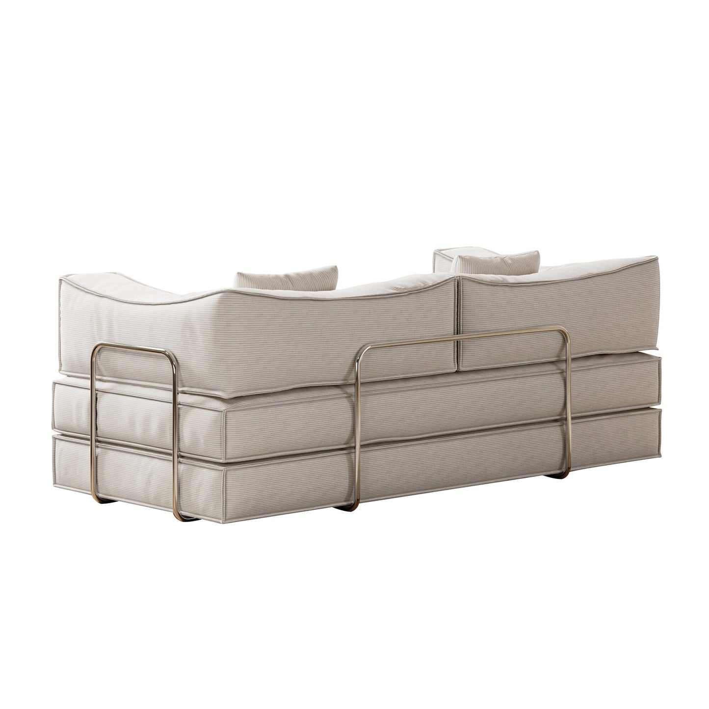 83 Upholstered Convertible Sofa Bed Corduroy Couch Foldable Futon With 2 Pillows