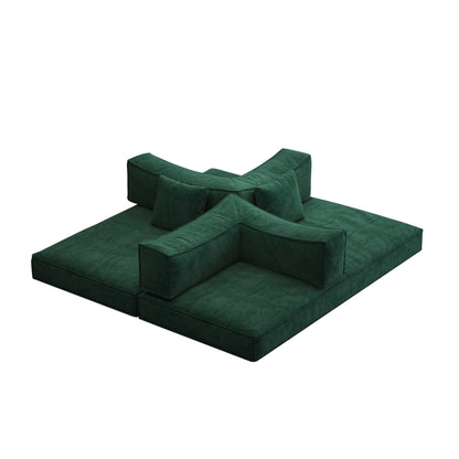 83 Upholstered Convertible Sofa Bed Corduroy Couch Foldable Futon With 2 Pillows