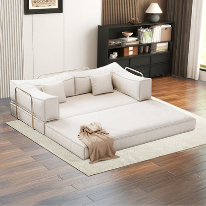 83 Upholstered Convertible Sofa Bed Corduroy Couch Foldable Futon With 2 Pillows